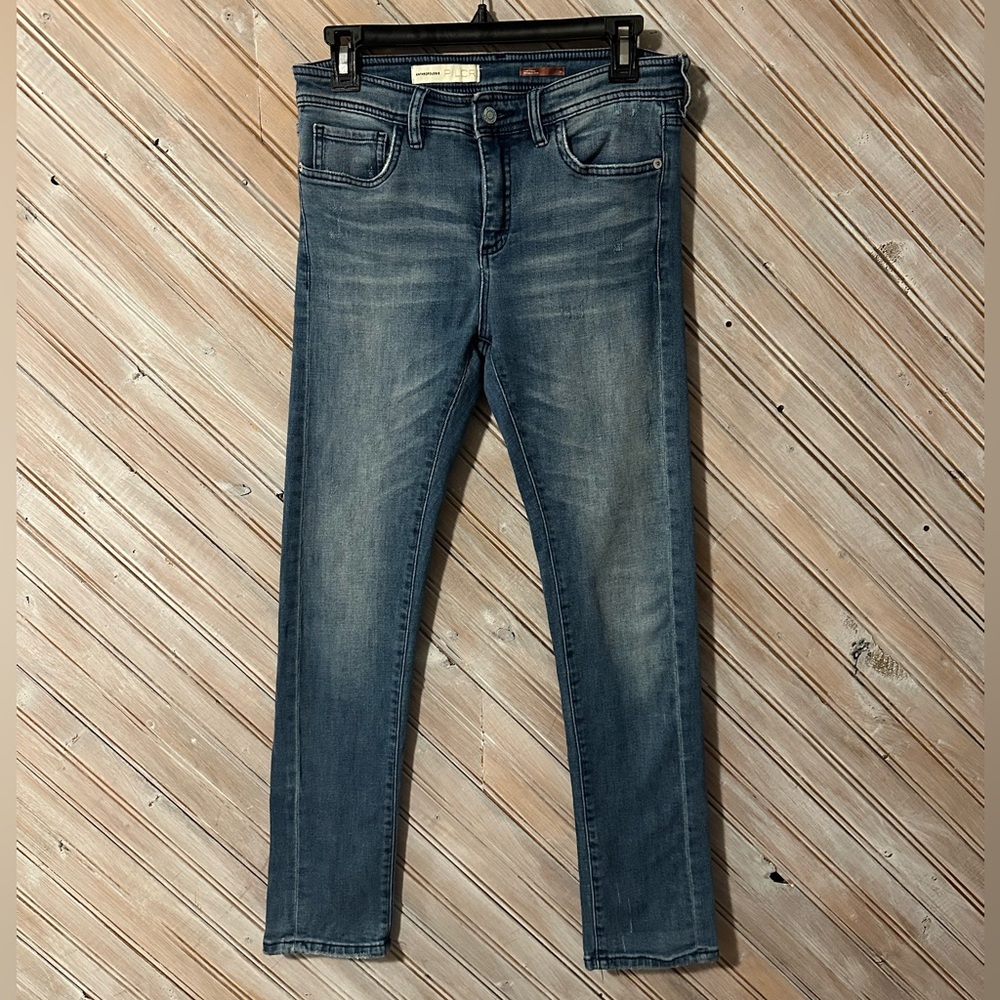 Anthropologie Pilcro Blue Denim Jeans Straight Leg Skinny Jeans